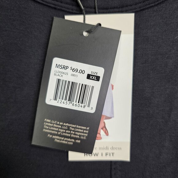 Womens The Limited Black Sleeveless Midi Dress Rayon Spandex Blend Size XXL - Picture 4 of 9